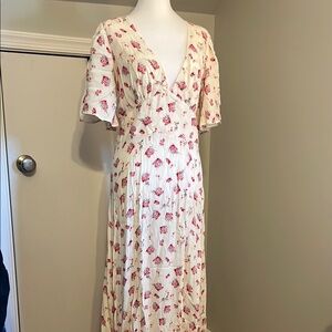 NWT AFRM Blanc Blush Floral Maxi Sundress with Flutter Sleeves M